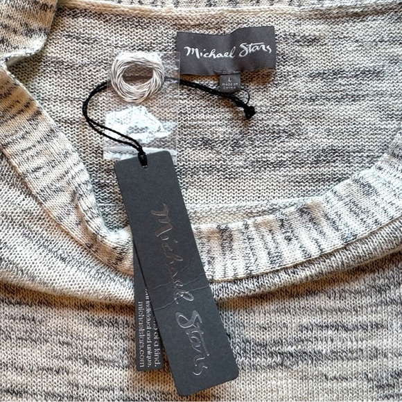 Michael Stars Black Marbled One-Shoulder Tunic Sweater - Size L - Linen Blend - Picture 12 of 15